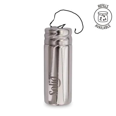 solid metal dental floss dispenser refillable and eco friendly