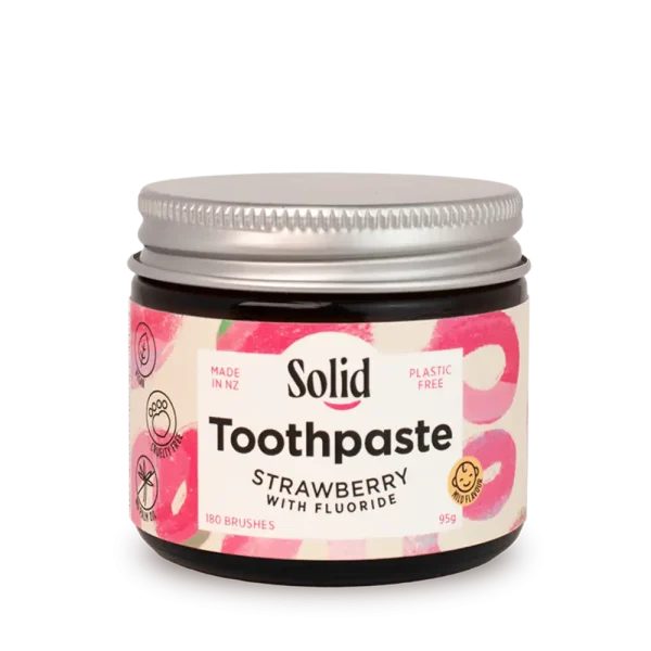 solid strawberry toothpaste jar - plastic free