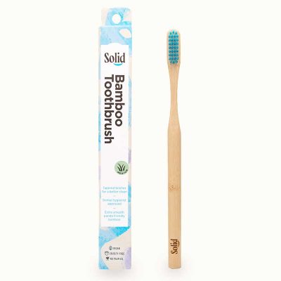 Bamboo Toothbrush - Soft or Medium - Blue Medium, Boxed