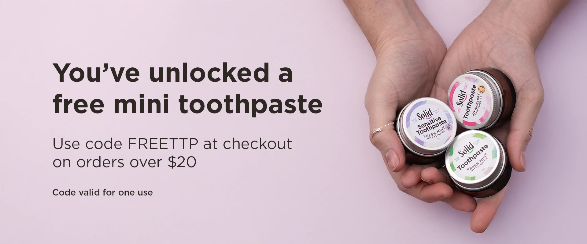 Use code FREETTP at checkout on orders over $20. Code can only be used once